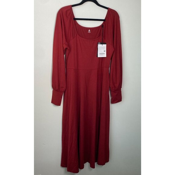Able Dress NWT Rita Square Neck Pima Cotton Midi Sun Dried Tomato Size M - Picture 3 of 11